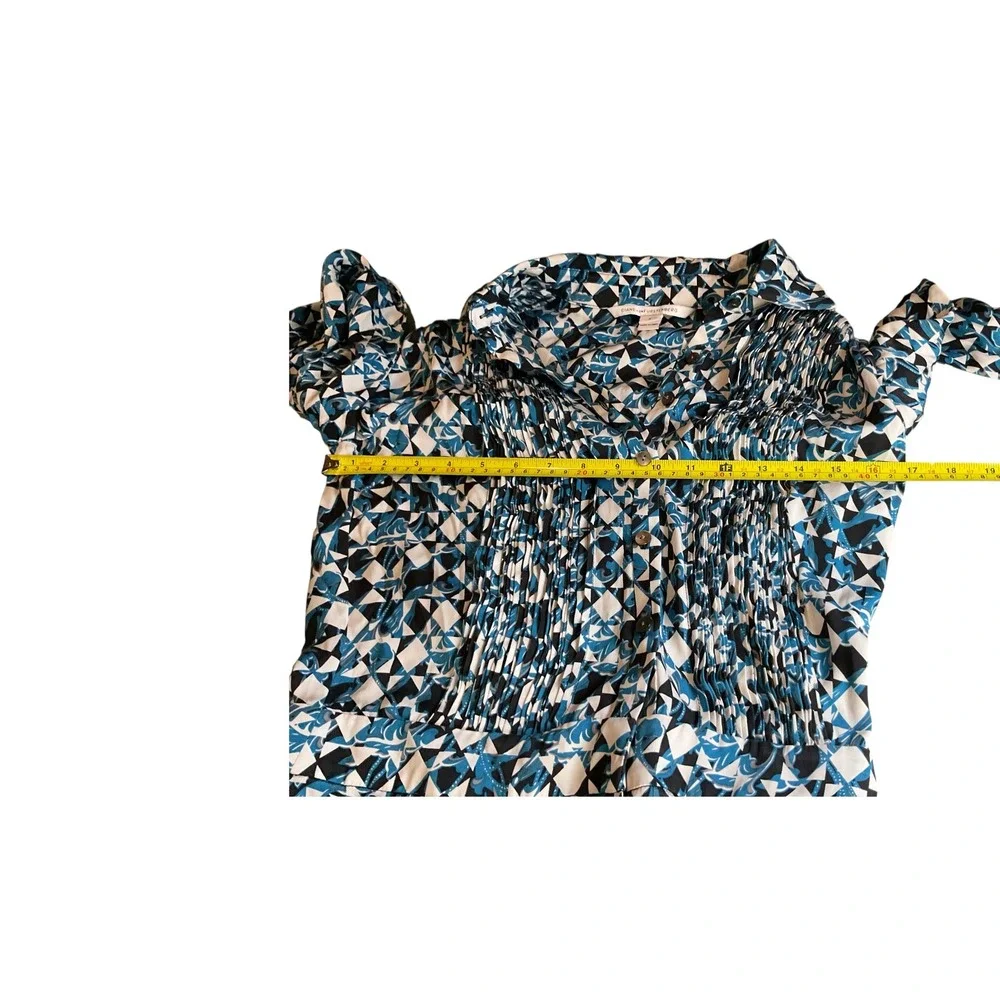 Women's DVF Geometric Print‎ Long Sleeve Mini Romper Collared Button Down